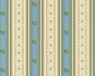 A.S. Création non-woven wallpaper «Stripes, Beige, Blue, Gold, Green» 335422