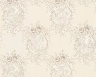 A.S. Création non-woven wallpaper «Cottage, Flowers, Grey, Metallic, Silver» 344995