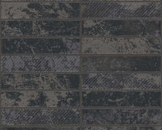 A.S. Création textured wallpaper «Tile, Black, Metallic» 348184