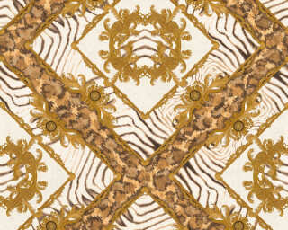Versace Home non-woven wallpaper «Brown, Cream, Gold, Metallic» 349043
