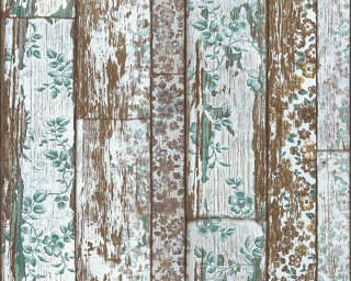 A.S. Création non-woven wallpaper «Wood, Cottage, Blue, Brown, Cream, Green» 361193