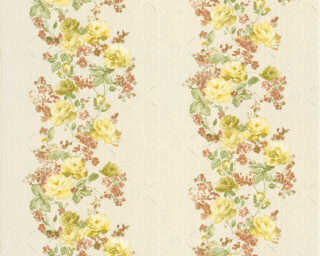 A.S. Création papier peint intissé «Graphique, Floral, beige, jaune, orange, vert» 366901