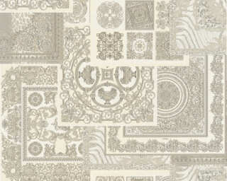 Versace Home papier peint intissé «Ornement, argent, blanc, gris, métallique» 370485