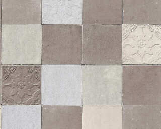 Livingwalls non-woven wallpaper «Tile, Cream, Grey» 374063