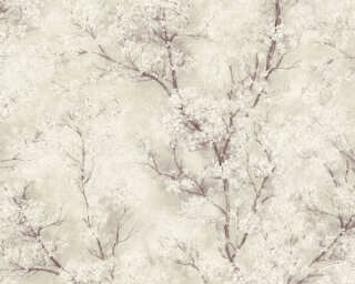 Livingwalls papier peint intissé «Floral, blanc, crème, doré, gris» 374202