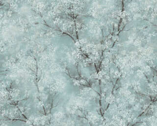 Livingwalls papier peint intissé «Floral, blanc, bleu, gris, noir» 374203