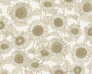 A.S. Création non-woven wallpaper «Floral, Cream, Metallic, White» 376851