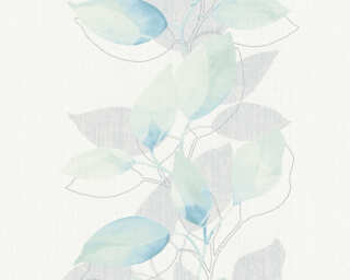 A.S. Création papier peint intissé «Floral, blanc, bleu, vert» 378151