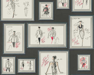 Karl Lagerfeld papier peint intissé «Graphique, blanc, noir, rouge» 378461