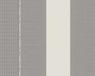 Karl Lagerfeld Vliestapete «Streifen, Grau, Weiß» 378485