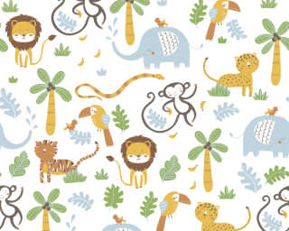 A.S. Création non-woven wallpaper «Child motif, Blue, Brown, Yellow» 381152