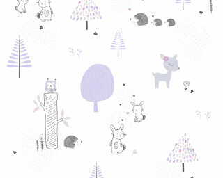 Livingwalls non-woven wallpaper «Child motif, Grey, Purple, White» 381171