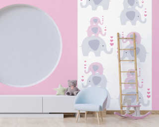 Livingwalls non-woven wallpaper «Child motif, Grey, Pink, White» 381352