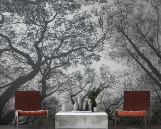 Livingwalls papier peint intissé «Floral, blanc, noir» 382401