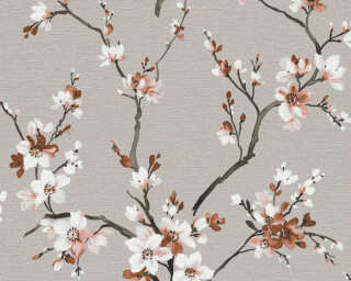 Livingwalls non-woven wallpaper «Floral, Black, Grey, Pink» 385204