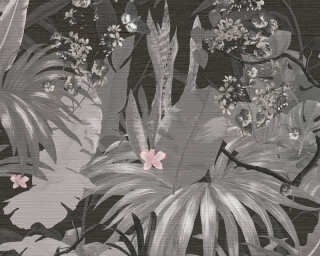 Livingwalls papier peint intissé «Floral, blanc, gris, noir» 385221