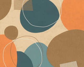 A.S. Création non-woven wallpaper «Graphics, Blue, Brown, Orange» 385951