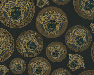 Versace Home non-woven wallpaper «Graphics, Black, Gold, Metallic» 386117
