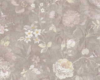 A.S. Création papier peint intissé «Maison, Floral, beige, crème, gris, rose» 386363