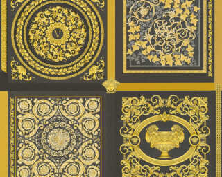 Versace Home satin wallpaper «Baroque, Black, Gold, Metallic» 387043