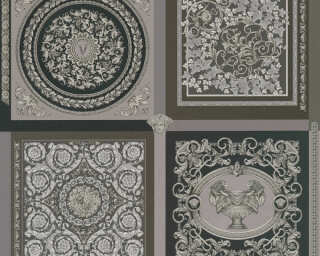 Versace Home satin wallpaper «Baroque, Beige, Black, Grey, Taupe» 387044