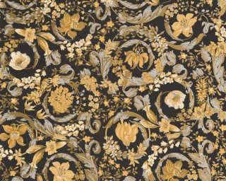 Versace Home papier peint vinyle «Baroque, doré, métallique, noir» 387065
