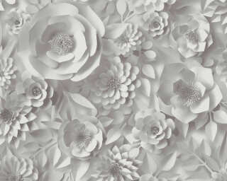 A.S. Création non-woven wallpaper «Floral, 3D, Grey, White» 387181