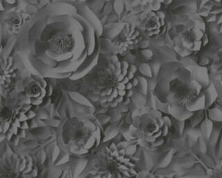 A.S. Création non-woven wallpaper «Floral, 3D, Black, Grey» 387185