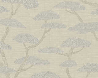 Private Walls non-woven wallpaper «Floral, Beige, Blue, Grey, Taupe» 387411