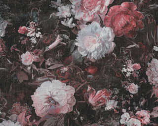 A.S. Création non-woven wallpaper «Floral, Black, Grey, Metallic, Pink» 388214