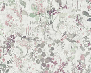 A.S. Création non-woven wallpaper «Floral, Green, Grey, Pink» 388251