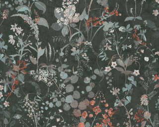 A.S. Création papier peint intissé «Floral, gris, noir, rouge, vert» 388254