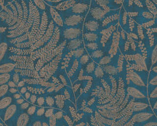 A.S. Création papier peint intissé «Floral, bleu, bronze, métallique» 388304