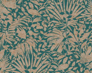 A.S. Création papier peint intissé «Floral, beige, cuivre, métallique, vert» 388311