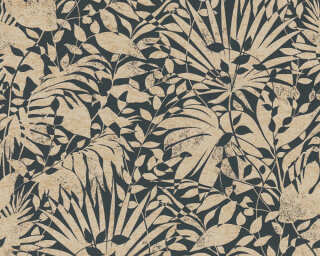 A.S. Création non-woven wallpaper «Floral, Beige, Black, Gold, Metallic» 388313