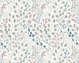 A.S. Création papier peint intissé «Floral, blanc, bleu, gris, rose» 388472