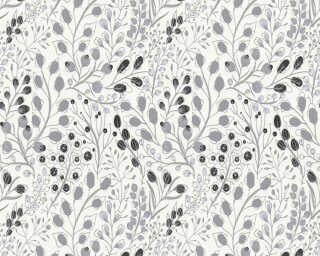 A.S. Création papier peint intissé «Floral, argent, blanc, gris, métallique» 388473