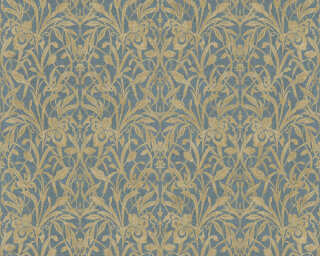 A.S. Création papier peint intissé «Baroque, Floral, bleu, doré, métallique, turquoise» 388501