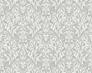 A.S. Création papier peint intissé «Baroque, Floral, argent, blanc, gris, métallique» 388503