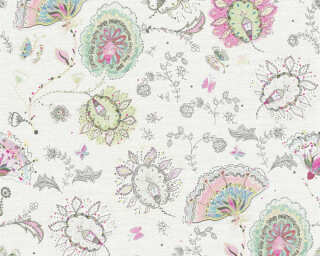 A.S. Création non-woven wallpaper «Cottage, Floral, Green, Pink, White» 388991