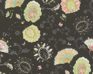 A.S. Création non-woven wallpaper «Cottage, Floral, Black, Green, Pink, Yellow» 388992