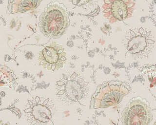 A.S. Création non-woven wallpaper «Cottage, Floral, Beige, Grey, Pink» 388994