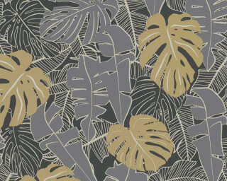 A.S. Création papier peint intissé «Floral, beige, gris, jaune, noir» 389051