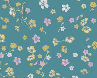 A.S. Création non-woven wallpaper «Floral, Green, Pink, Yellow» 389072