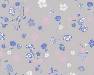 A.S. Création non-woven wallpaper «Floral, Blue, Grey, Pink» 389074
