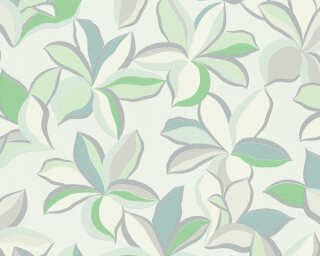 A.S. Création non-woven wallpaper «Floral, Green, Metallic, Silver, Turquoise» 389083
