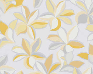 A.S. Création papier peint intissé «Floral, argent, blanc, gris, jaune» 389084