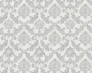 A.S. Création satin wallpaper «Baroque, Grey, Metallic, Silver, White» 389272