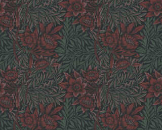 Architects Paper non-woven wallpaper «Baroque, Floral, Black, Green, Red» 390581