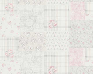 A.S. Création non-woven wallpaper «Cottage, Floral, Grey, Pink, White» 390663